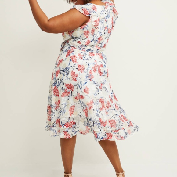 Lane Bryant chiffon faux-wrap Midi Dress NEW - Picture 3 of 5